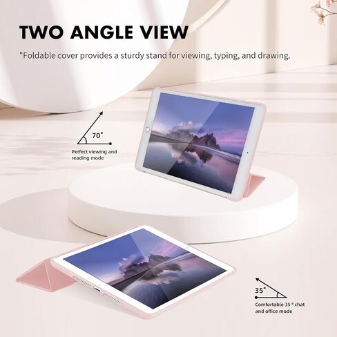 Three Fold Case Compatible with for iPad 9th Generation 2021/ iPad 8th Generation 2020/ iPad 7th Generation 2019,Protective Case with Soft TPU Back - iPad 10.2 Inch Cover, Black in Saudi Arabia