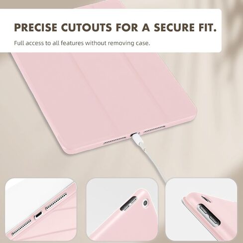 Three Fold Case Compatible with for iPad 9th Generation 2021/ iPad 8th Generation 2020/ iPad 7th Generation 2019,Protective Case with Soft TPU Back - iPad 10.2 Inch Cover, Black in Saudi Arabia