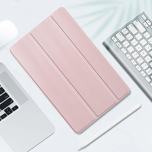Three Fold Case Compatible with for iPad 9th Generation 2021/ iPad 8th Generation 2020/ iPad 7th Generation 2019,Protective Case with Soft TPU Back - iPad 10.2 Inch Cover, Black in Saudi Arabia