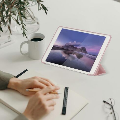 Three Fold Case Compatible with for iPad 9th Generation 2021/ iPad 8th Generation 2020/ iPad 7th Generation 2019,Protective Case with Soft TPU Back - iPad 10.2 Inch Cover, Black in Saudi Arabia