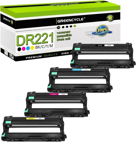 Greencycle 4 عبوات DR221CL وحدة طبلة عالية الإنتاجية متوافقة مع Brother DR221 DR-221 تعمل لطابعة الليزر Brother HL-3140CW HL-3170CDW MFC-9130CW MFC-9330CDW MFC-9340CDW DCP-9020CDN (1K، 1M، 1C، 1Y) in Kuwait