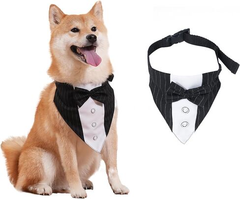 Boy Dog Bandana Large- Dog Scarf Buffalo Tie Printing Adjustable Bib Handkerchief Accessories for Medium Large Dogs Engagement Gift (Large (Pack of 1), Tie) in Saudi Arabia