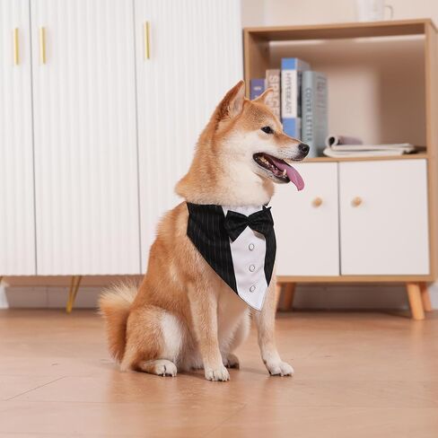 Boy Dog Bandana Large- Dog Scarf Buffalo Tie Printing Adjustable Bib Handkerchief Accessories for Medium Large Dogs Engagement Gift (Large (Pack of 1), Tie) in Saudi Arabia