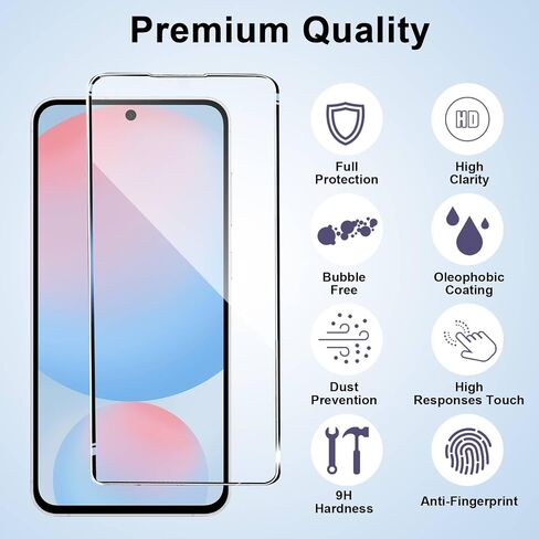 Galaxy S24 FE Screen Protector [4+4 Pack] Camera Lens Protector, Fingerprint Unlock Support, HD Tempered Glass, Touch Sensitive, Anti Scratch, for Samsung S24 FE 5G Glass Screen Protector in Saudi Arabia