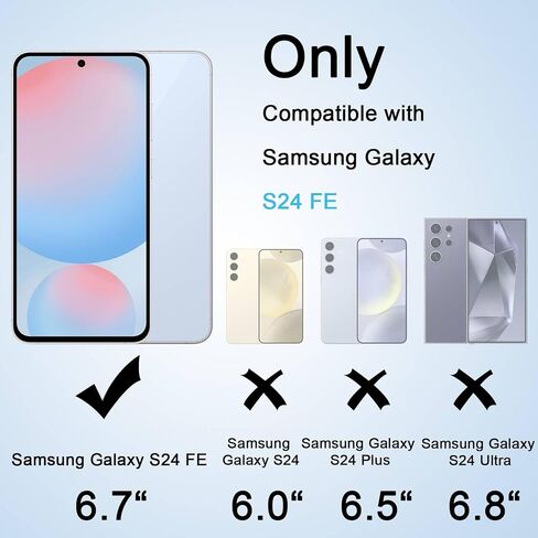 Galaxy S24 FE Screen Protector [4+4 Pack] Camera Lens Protector, Fingerprint Unlock Support, HD Tempered Glass, Touch Sensitive, Anti Scratch, for Samsung S24 FE 5G Glass Screen Protector in Saudi Arabia