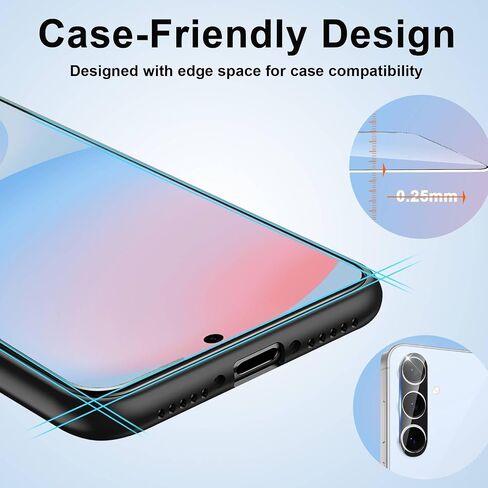 Galaxy S24 FE Screen Protector [4+4 Pack] Camera Lens Protector, Fingerprint Unlock Support, HD Tempered Glass, Touch Sensitive, Anti Scratch, for Samsung S24 FE 5G Glass Screen Protector in Saudi Arabia