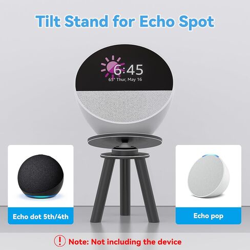 Almoz Tilt Stand for Echo Spot, Solid Stand for Echo Spot Accessories, Tripod Base Echo Spot Speaker Stand, Magnetic Alexa Echo Spot Stand Ensures Clear Audio Performance (Black) in Saudi Arabia