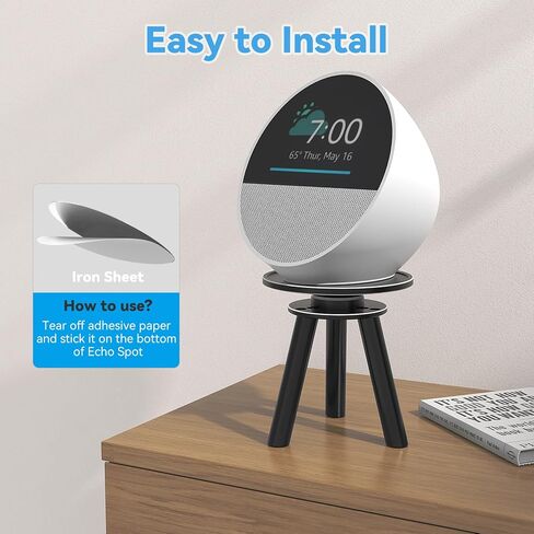 Almoz Tilt Stand for Echo Spot, Solid Stand for Echo Spot Accessories, Tripod Base Echo Spot Speaker Stand, Magnetic Alexa Echo Spot Stand Ensures Clear Audio Performance (Black) in Saudi Arabia