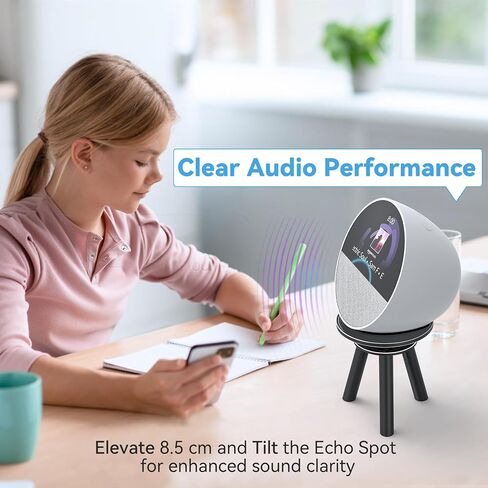 Almoz Tilt Stand for Echo Spot, Solid Stand for Echo Spot Accessories, Tripod Base Echo Spot Speaker Stand, Magnetic Alexa Echo Spot Stand Ensures Clear Audio Performance (Black) in Saudi Arabia