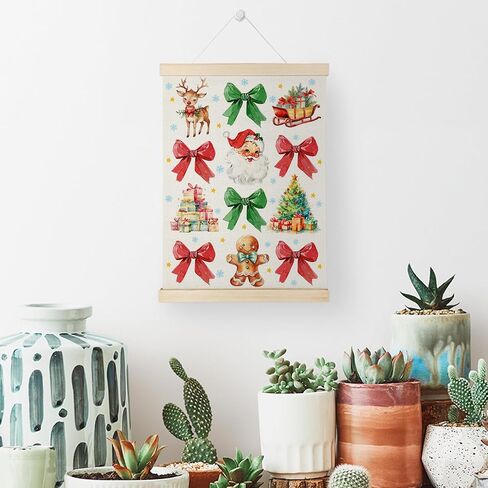 Nrleey Pink Christmas Wall Decor, Pink Coquette Bow Christmas Tree Wall Art with Wooden Poster Hanger, Pink Christmas Decor, Preppy Christmas Decor, Christmas Wall Decorations, 12x16 Inches in Saudi Arabia