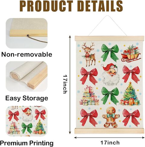 Nrleey Pink Christmas Wall Decor, Pink Coquette Bow Christmas Tree Wall Art with Wooden Poster Hanger, Pink Christmas Decor, Preppy Christmas Decor, Christmas Wall Decorations, 12x16 Inches in Saudi Arabia