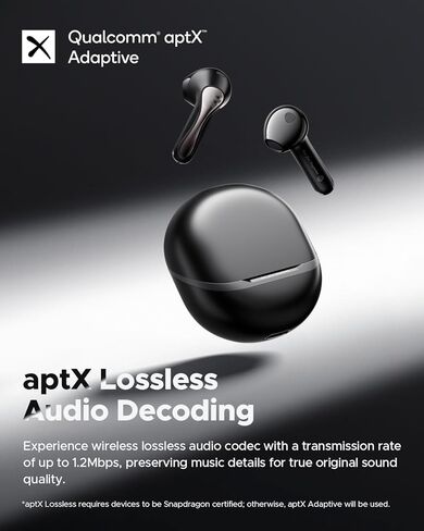 سماعات أذن لاسلكية SoundPEATS AI بخاصية إلغاء الضوضاء، aptx Adaptive Lossless وQCC3091، سماعات بلوتوث V5.4 مع 6 ميكروفونات، إجمالي 30 ساعة، التحكم في التطبيق (أبيض) in Kuwait
