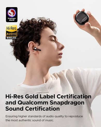 سماعات أذن لاسلكية SoundPEATS AI بخاصية إلغاء الضوضاء، aptx Adaptive Lossless وQCC3091، سماعات بلوتوث V5.4 مع 6 ميكروفونات، إجمالي 30 ساعة، التحكم في التطبيق (أبيض) in Kuwait