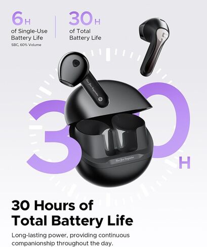 سماعات أذن لاسلكية SoundPEATS AI بخاصية إلغاء الضوضاء، aptx Adaptive Lossless وQCC3091، سماعات بلوتوث V5.4 مع 6 ميكروفونات، إجمالي 30 ساعة، التحكم في التطبيق (أبيض) in Kuwait