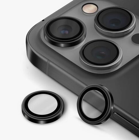 UNIQ OPX Stainless Steel Frame Sapphire Camera Lens Protector Compatible with iPhone 16 Pro & iPhone 16 Pro Max, Gunmetal Black in Saudi Arabia