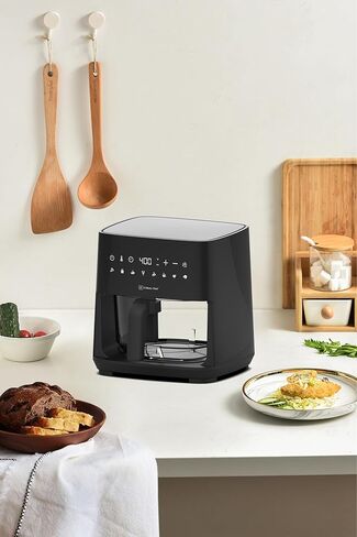 مقلاة هوائية كهربائية سعة 4.5 لتر من Culinary Chef مع سلة زجاجية، درجة حرارة قابلة للتعديل، تحكم بلوحة تعمل باللمس، وظائف طهي بلمسة واحدة، وطهي سريع 360 درجة، طاقة 1350 واط in Saudi Arabia