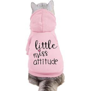 Cat Hoodies for Cats Puppy Pet Clothes Cat Apparel Little Miss Attitude Print Dog Hoodie for Small Medium Dogs Outfits for Kittens(Pink,S) in Kuwait