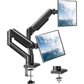 Dual Monitor Mount Fits 13 to 32 Inch Computer Screen, Dual Monitor Arm Hold up to 19.8lbs Each, Full Motion Monitor Desk Mounts for 2 Monitors, Gas Spring Monitor Stand, VESA Mount, Freelift