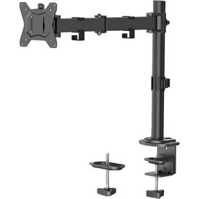 HUANUO Single Monitor Mount, Monitor Arm for 13"-32" Monitors up to 17.6 lbs, Adjustable Monitor Stand with 16" Max Height, Desk Mount with C-Clamp and Grommet Base, VESA 75x75mm or 100x100mm