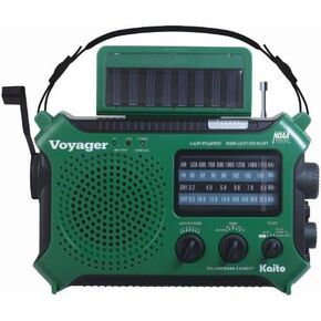 كايتو KA500IP-GRN فوييجر سولار/دينامو AM/FM/SW NOAA راديو الطقس مع تنبيه وشاحن للهاتف الخلوي، أخضر
