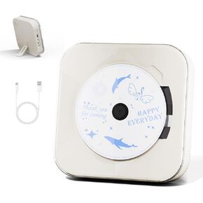Off White Audio CD Player with Speakers for Home Decor (CD909)