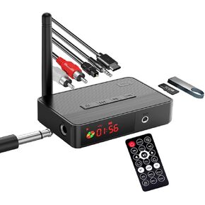 eppfun Bluetooth 5.3 Receiver for Home Stereo, Audio Bluetooth to RCA Adapter for Stereo Speakers/Streaming Stereo System, RF Remote Control, NFC/Optical/Coaxial/RCA/Aux/TF Card/Udisk