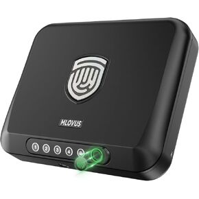 Biometric Gun Safe for Pistols, Quick Access Hand Gun Lock for Home, Anti-Theft Biometric Gun Safes with PIN Code, Key Access, Fingerprint