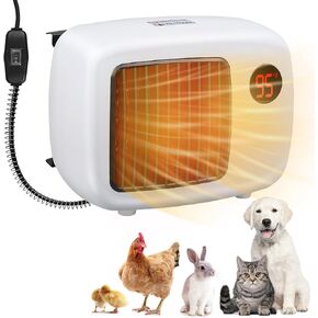 Dog House Heater, Pet House Heater with Thermostat Anti Chew Cord Overheat Protection Wall-Mounted 2 Heating Mode (300/600W) Warmer for Hound Kennel Cat Cage Chicken Coop