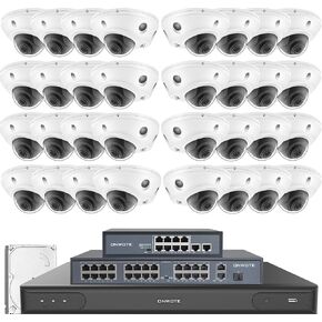 ONWOTE 12MP NVR 32 Channel Security Camera System, 32x 4K Vandal Proof PoE IP Cameras, Smart Color Night Vision, 32CH Commercial NVR 8TB, 4 HDD Ports Support 40TB, Video Audio Recording for Business