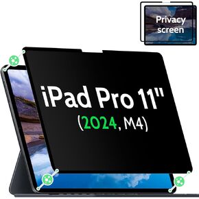 Privacy Screen Protector for iPad Pro 11 Inch M4 2024 5th Generation (A2836 A2837 A3006), Nano iPad Pro 11" Removable Filter Easy Install Film Bubble-Free Guard Anti Blue Light Anti-Spy Shield