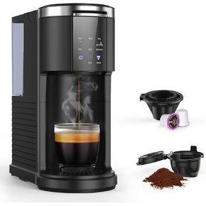 Kndko Single Serve Coffee Maker, Capsule Coffee Machine for K-Cups Pods & Ground Coffee, 40 oz Water Reservoir, 5 Brew Sizes Up To 14 Oz, Ideal for Home/Office Use, Black