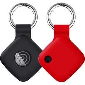 YWXTW [2 Pack] Silicone Case for Tile Mate 2024 / Mate 2022 Tracker Holder with Keychain, Anti Lost Soft Secure Protective Cover Finder for Keys, Bags, Cat Dog Collar Tag Accessories (Black+Black)