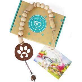 Pet Memorial Wind Chime - Dog Memorial Gifts for Loss of Dog - Dog Bereavement Gifts – Pet Remembrance Gift in Memory of Dog or Cat - Paw Print Windchime with Rainbow Bridge Card