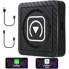 SANPTENT Wireless CarPlay Adapter for CarPlay & Android Auto, Convert Factory Wired CarPlay to Wireless, Compatible for Cars from 2017 & iPhone iOS 10+/ Android 11+, Plug and Play, 2-in-1 Dongle