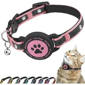 Airtag Cat Collar Breakaway, Reflective Kitten Collar with Apple Air Tag Holder and Bell, Comfortable Padding, Adjustable, Durable, Fits for Girl Boy Cats (Turquoise,XS)