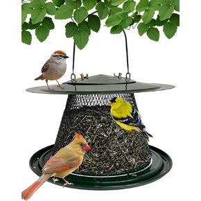 Collapsible Metal Mesh Bird Feeder, Red Cardinal Bird Feeder Holds 12 Cups of Sunflower Seeds