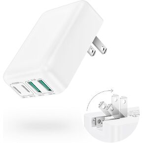 2Pack 40W Flat USB C Wall Charger, 4Ports Foldable & Slim Fast Charging Blocks, Multiport Type C Cube Box Power Adapter Plug, Boxeroo USB C Charger Block Brick for iPhone Samsung Tablet (White White)