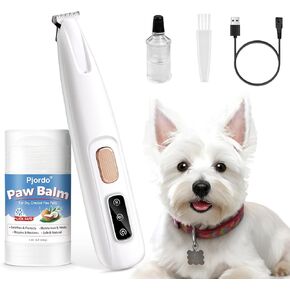 Dog Clippers with Dog Paw Balm, Low Noise Dog Hair Trimmer, Grooming Clipper for Cats Trimming Paws, Eyes, Ears, Face, Rump