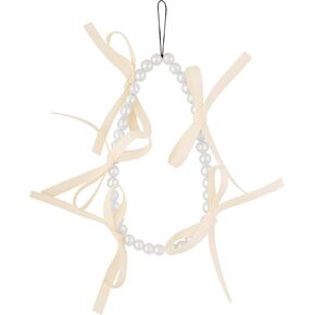 Ribbon Bow Coquette Balletcore Beaded Chain Phone Charm Wrislet Bracelet Lanyard Wrist Strap Keychain Aesthetic Accessories for Women