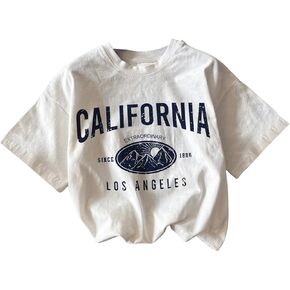 Verdusa Girl's Letter Print Casual T Shirt Short Sleeve Round Neck Tee Tops