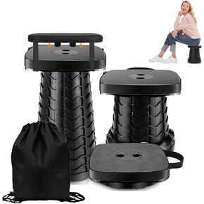 Telescopic Stool for Adults- Collapsible Stool with Cushion and Bag - Portable Collapsible Stool for Camping-Fishing-Hiking-BBQ - Sturdy Foldable Pop Up Stool - Lightweight and Compact Cyclone Seats