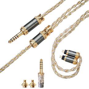 Kinera MIA 6N Single Crystal Copper Silver Plated IEM Cable,OCC Earphone Cable,Earphone Replacement Cable with Detachable 0.78+mmcx Pin and 2 Plugs for kz zs10 pro, zsn pro,edx,zar,castor,dqs,as24,cca
