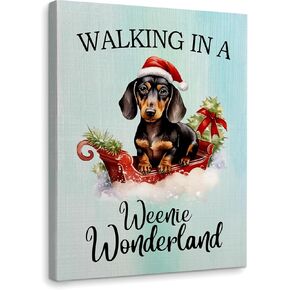 WODMIS Coquette Pink Christmas Wall Decor Framed Canvas Wall Art, Preppy Bow Santa Tree Decorations, Winter Merry Christmas Wall Decor Canvas Home Decorations for Home Living Room Wall Decor 11x14