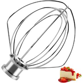 𝐊𝟒𝟓𝐖𝐖 𝐒𝐭𝐚𝐢𝐧𝐥𝐞𝐬𝐬 𝐒𝐭𝐞𝐞𝐥 6-Wire Whip Attachment Fits For 4.5-5QT Title-Head Stand Mixer,K45WW 6-Wire Whip Mixer Egg Cream Stirrer,Cakes Mayonnaise Whisk,Dishwasher Safe by MIFLUS