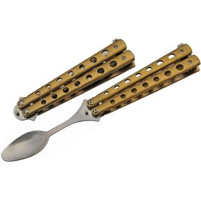 9" Gold Finished Butterfly-Open Style Travel/Camping Spoon
