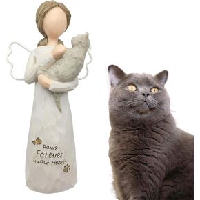 Cat Memorial Gifts for Loss of Cat, Cat Sympathy Gifts in Memory of Passing Away Pet Cat, Resin Cat Angel Figurine for Cat Mom and Cat Lovers