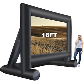18 Feet Inflatable Projector Screen Outside Blow Up Movie Screen- Includes Inflation Fan, Tie-Downs and Storage Bag- Great for Outdoor Party Backyard Pool Fun