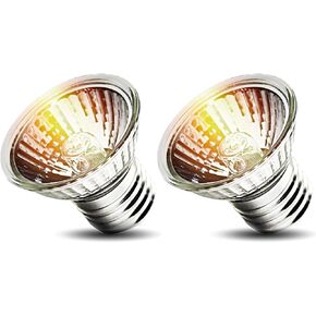 2-Pack 50W UVA UVB لمبات، مصباح حرارة السلحفاة الخفيفة للزواحف والدبابات البرمائية، مرابي حيوانات وأقفاص، مناسب لمصباح الزواحف الحراري E26، يعمل مع تركيبات مصابيح مختلفة