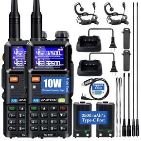 BAOFENG 5RM Ham Radio 10W Long Range Upgrade of UV-5R, Ham Radio Handheld UV-5RM Radio Multi-Band Two Way Radio with 771 Antenna, 2500mAh Battery Rechargeable Walkie Talkies for Adults, 2 Pack