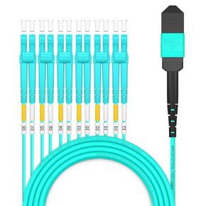 AMPCOM MPO to MPO Trunk Cable 9/125μm Singlemode OS1/OS2(24 Fiber, MPO to MPO Female, Type B, LSZH/Riser, UPC, Yellow) 10m (32ft)